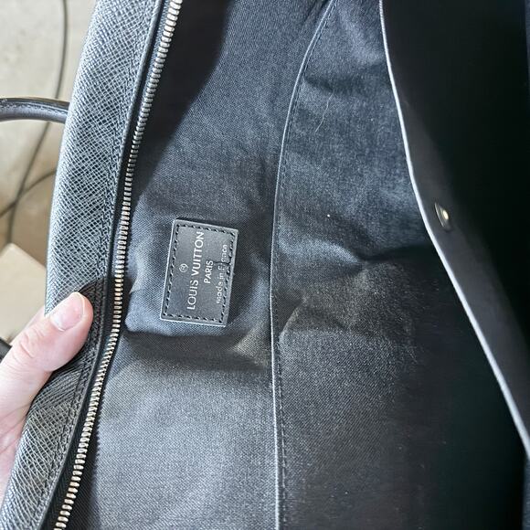 LOUIS VUITTON Authentic Men's Business Bag Briefcase Leather Black Round Zipper - Picture 8 of 8